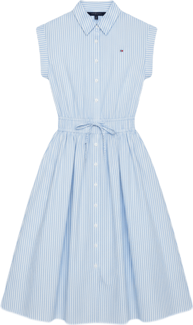 Women's Smocked Waist Sleeveless Shirt Dress