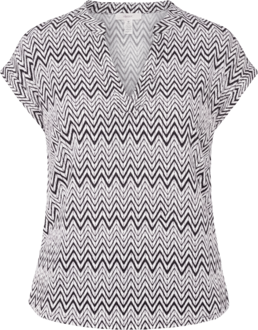 Women's V-Neck Front Placket Short-Sleeve Blouse