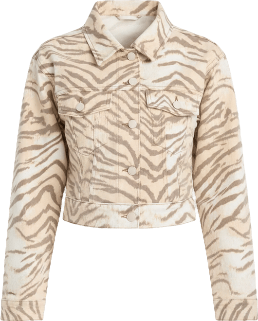 Women's Essential Crop Tiger Print Collared Jacket