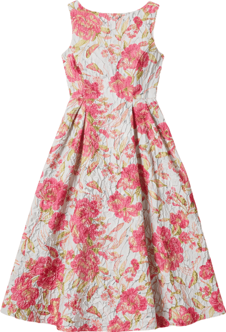 Women's Floral Crewneck Midi Dress