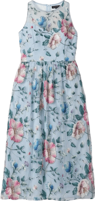 Women's Crewneck Halter Embroidered Dress