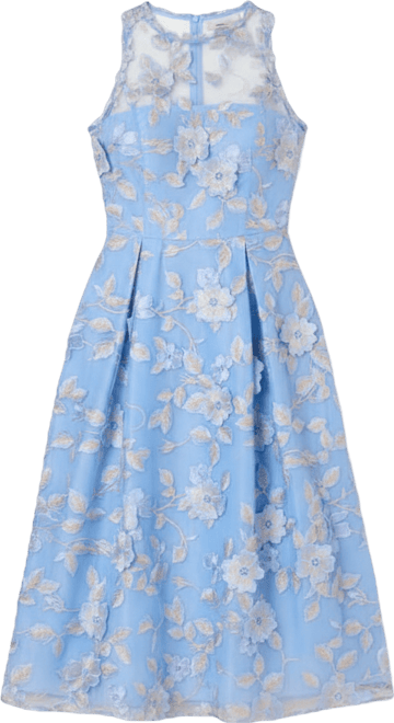 Women's Halter Neck Embroidered Midi Dress