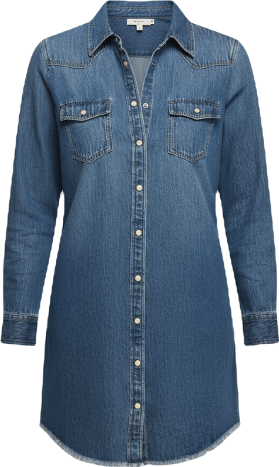 Women's V-Neck Denim Shirt Dress