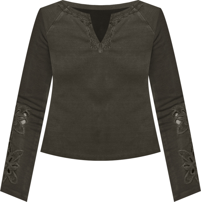 Women's Lace Notch Neck Fitted Top