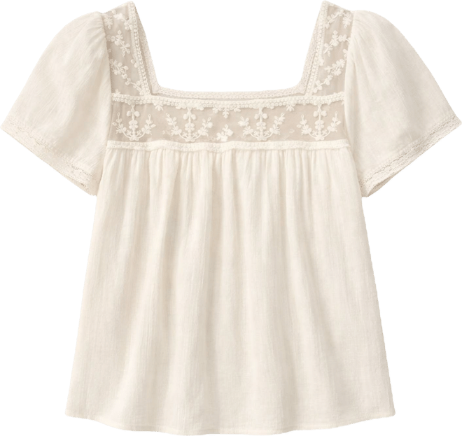 Women's Mesh Lace Square Neck Top