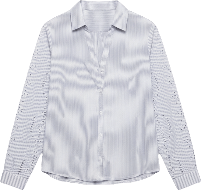 Women's Cutwork Long-Sleeve Button-Down Shirt