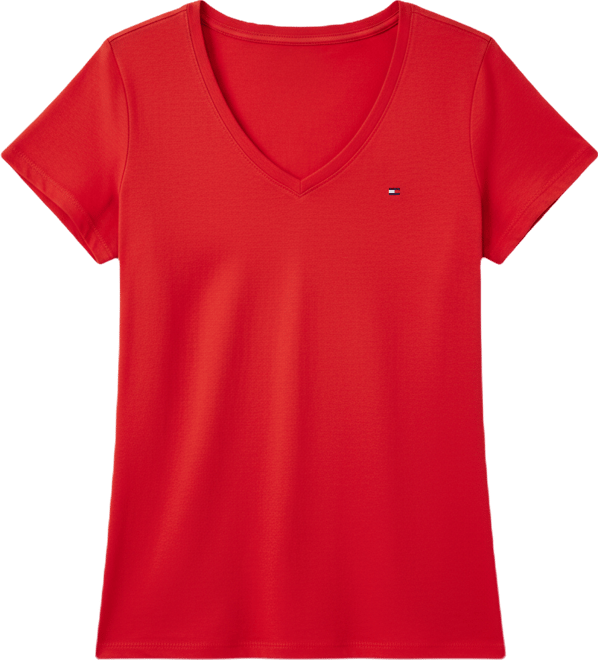 Women's Rib Slim V-Neck Short-Sleeve T-Shirt