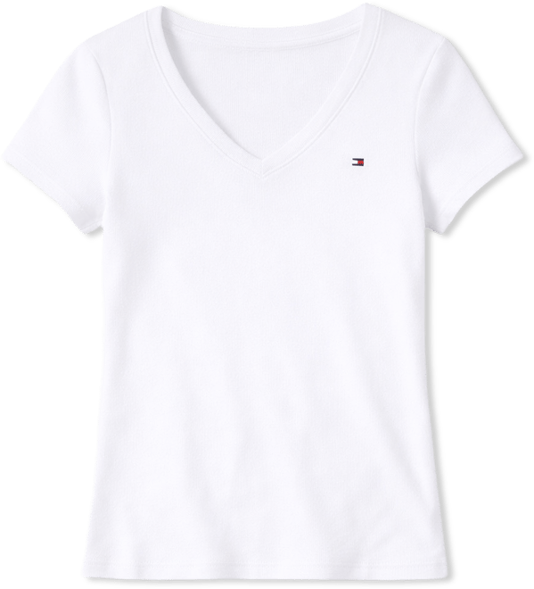 Women's Rib Slim V-Neck Short-Sleeve T-Shirt