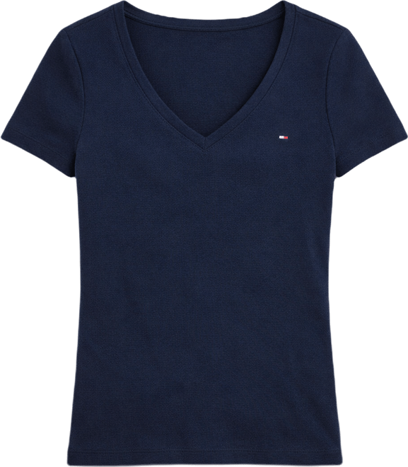 Women's Rib Slim V-Neck Short-Sleeve T-Shirt