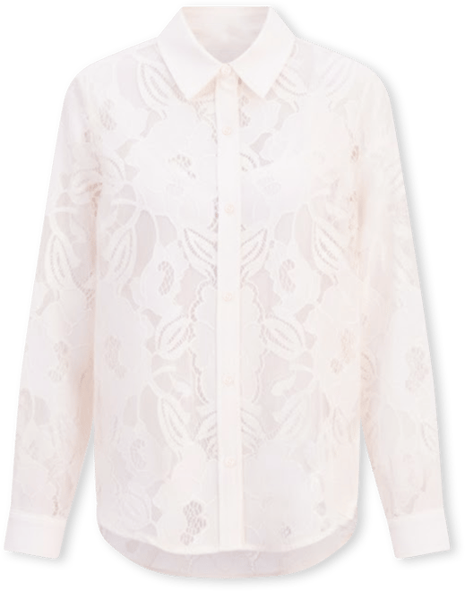 Petite Collared Neck Long-Sleeve Blouse