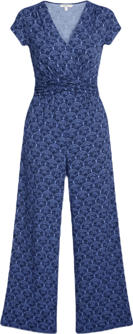 Petite Shirred Front V-Neck Jumpsuit