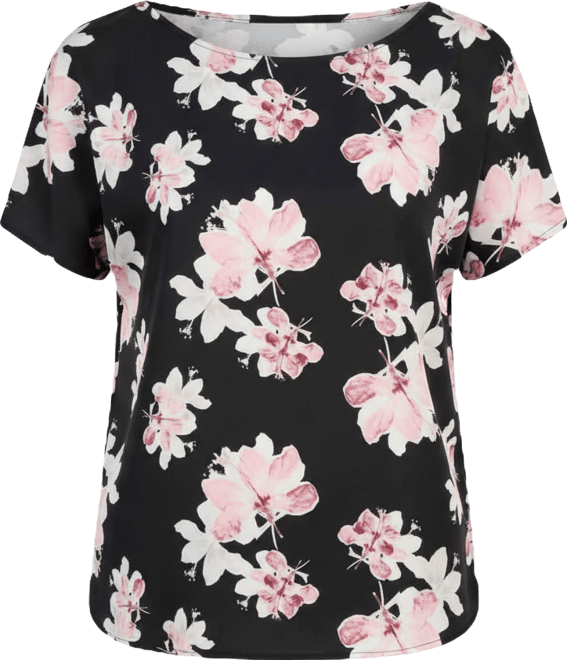 Women's Printed Boat-Neck Short-Sleeve Top