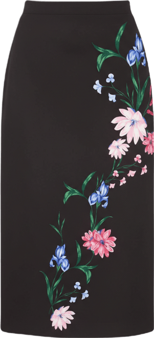 Women's Flat Front Detail Pull-On Midi Skirt