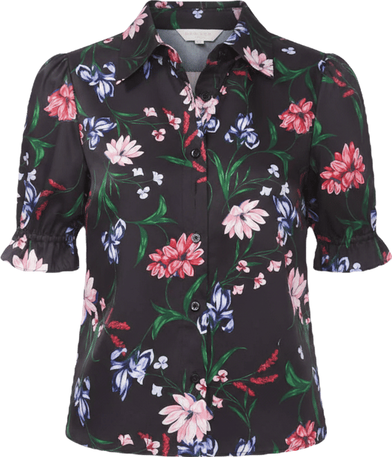 Women's Puff Sleeve Button Down Collared Top