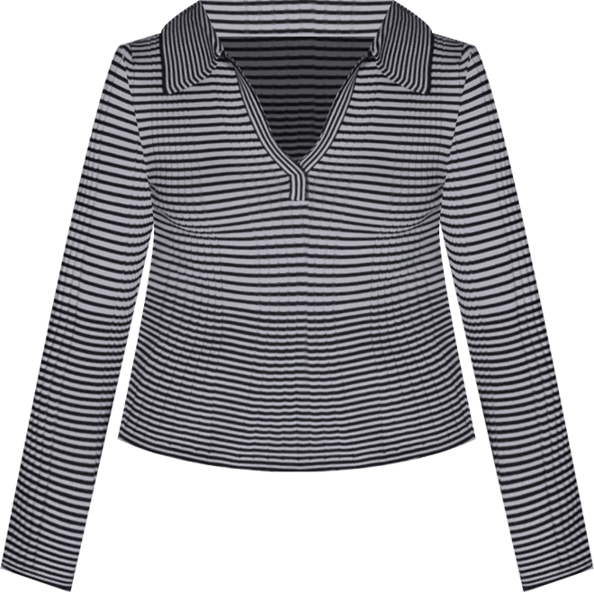 Women's Collared Striped Polo Top