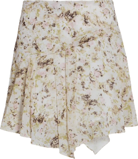 Women's Side Zipper Printed Asymmetrical Mini Skirt