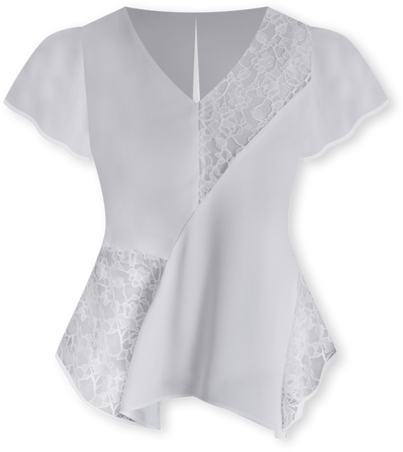 Women's Crewneck Flutter-Sleeve Asymmetrical Lace Top