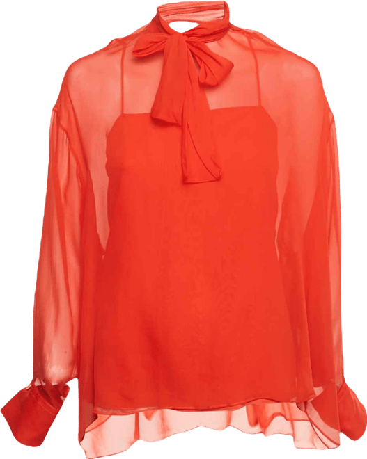 Women's Silk Neck Tie Detail Top