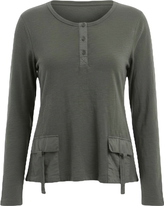 Women's U Neck Button Placket Tee