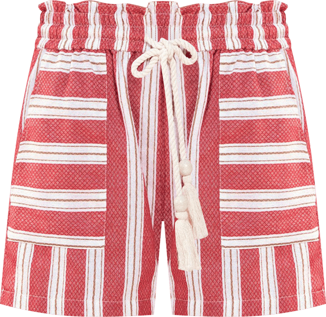 Women's Breezy Striped Beach Shorts with Tassel Tie