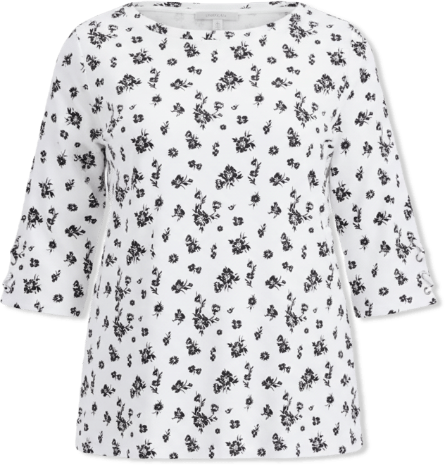 Plus Size Printed Boat-Neck Cotton Lace-Up-Sleeve Tunic, Macy's Exclusive