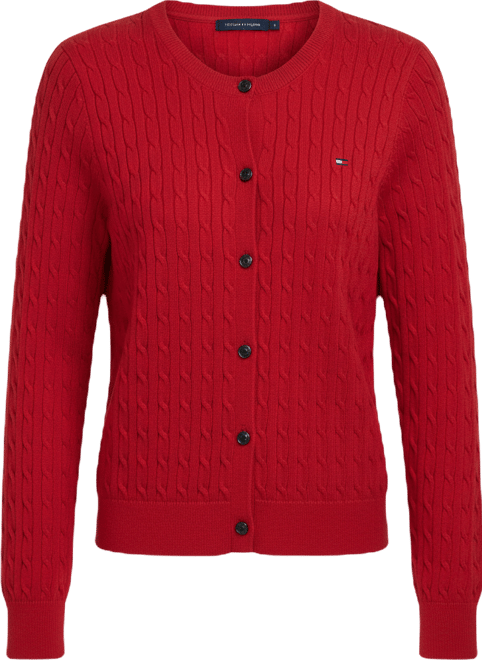 Women's Cable Knit Crewneck Cardigan Sweater