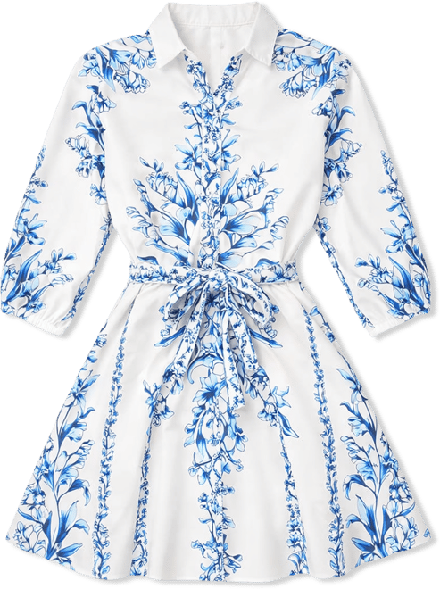 Women's Tie-Waist Collared Dress