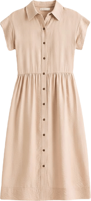 liz claiborne short sleeve shirt dress Liz Claiborne Women's Short Sleeve Midi Shirt Dress | Beige | Women's XX-Large
