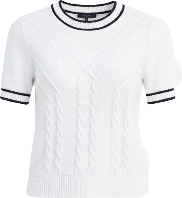 Jeans Women's Short-Sleeve Traveling Cable-Knit Sweater