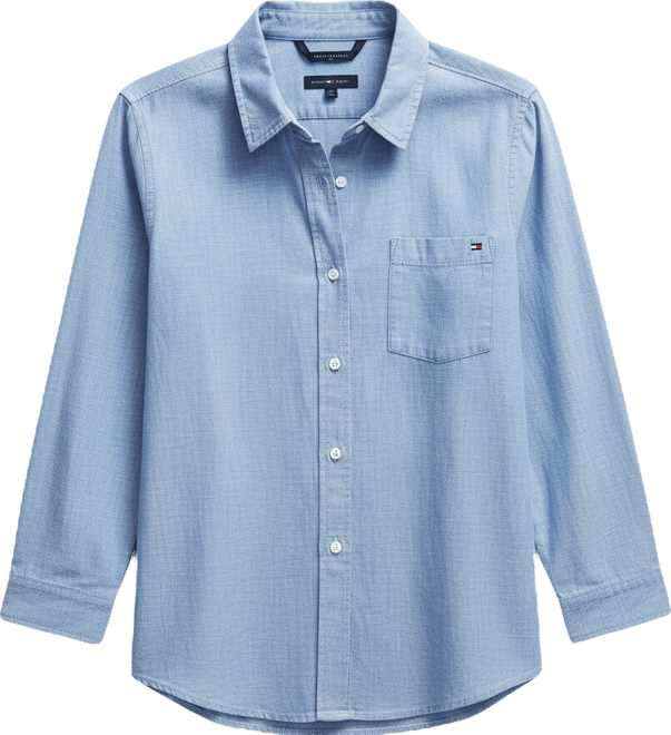 Women's Chambray Roll-Tab Long-Sleeve Shirt