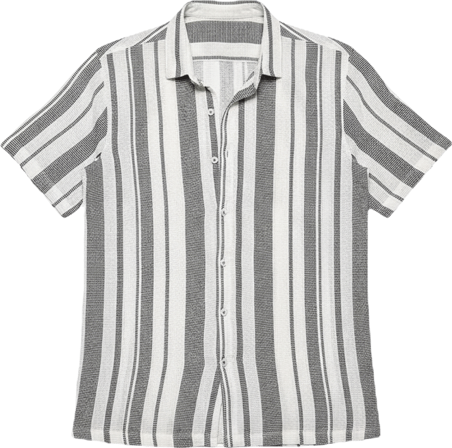 Men's White & Grey Unbalanced Striped Woven Shirt