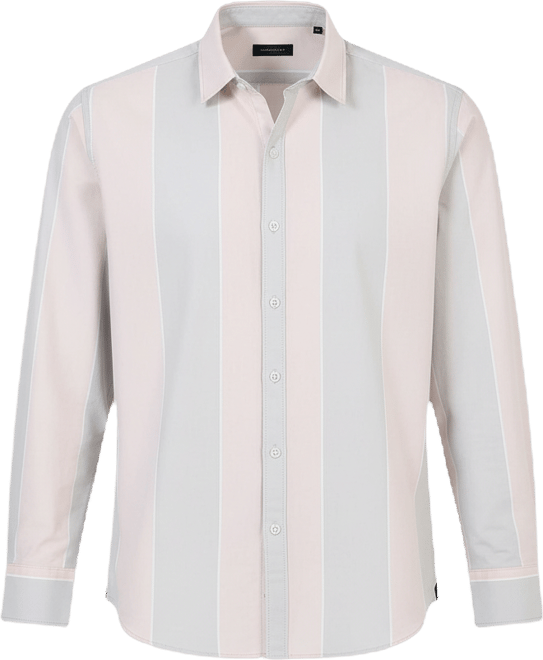 Men's White And Blue Striped Regular Fit Casual Shirt