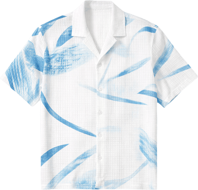 Men's Sky Blue & Chalk White Stroked Waffle Oversized Shirt