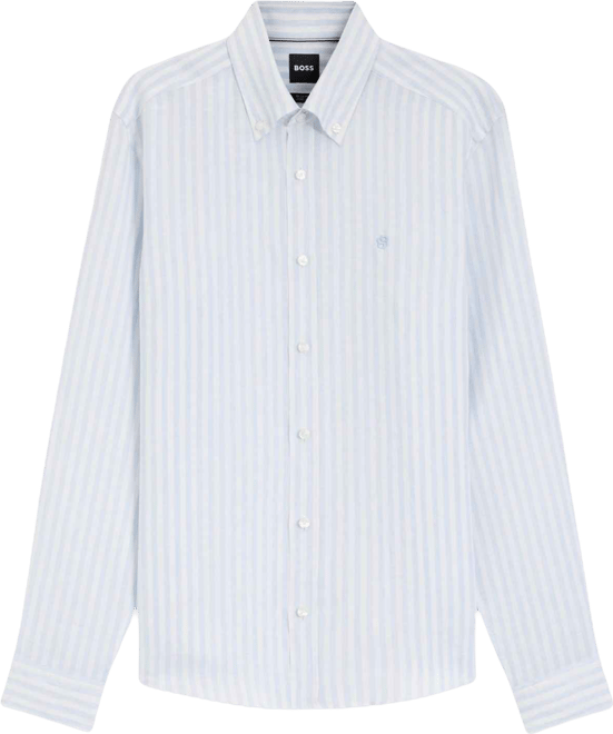 Boss by  Men's Regular-Fit Striped Linen Dress Shirt