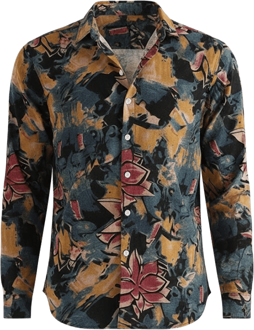 Men's Multicolour Artistic Flowers Shirt
