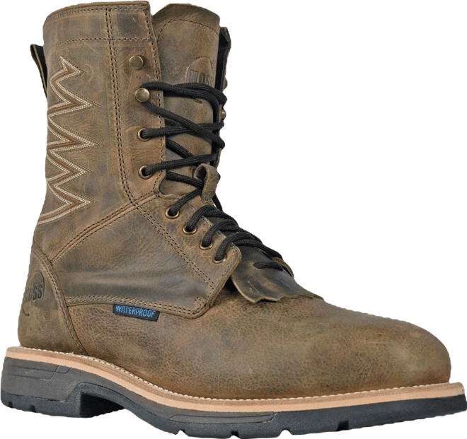 Men's Hoss Brisbee Lacer 8 Inch Distressed Lace Up Kiltie Composite Toe Work Boot