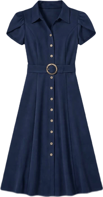 Women's Tulip-Sleeve Midi Shirtdress