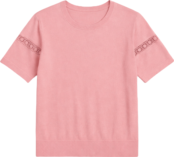 Women's Lace-Inset Short-Sleeve Sweater