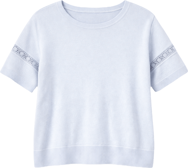 Women's Lace-Inset Short-Sleeve Sweater