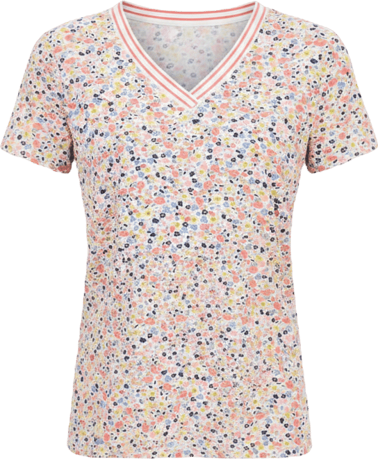Nautica Women's Floral-Print Tipped T-Shirt