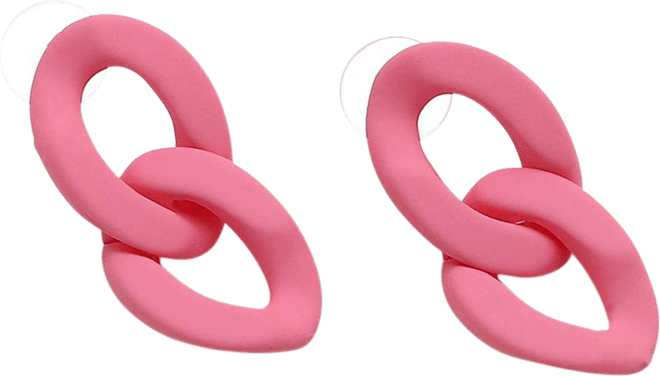 Women's Pink Chainlink Drop Earrings