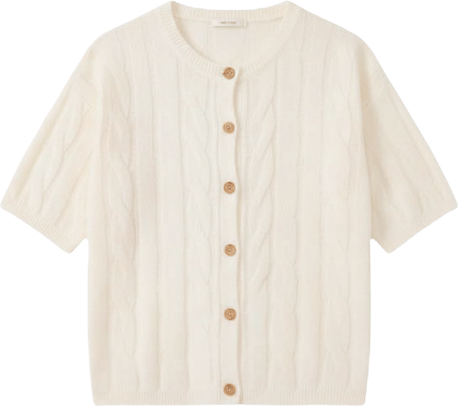 Women's Cable Knit Crewneck Cardigan Sweater