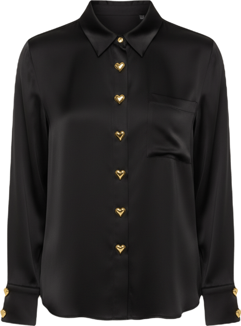 Women's Heart Button Up Satin Shirt