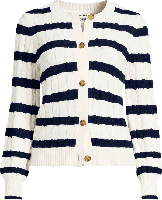 Women's Drifter Classic Cable Crew Neck Cardigan Sweater