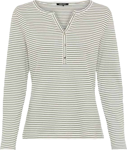 Women's Stripe Rib Knit Henley T-Shirt