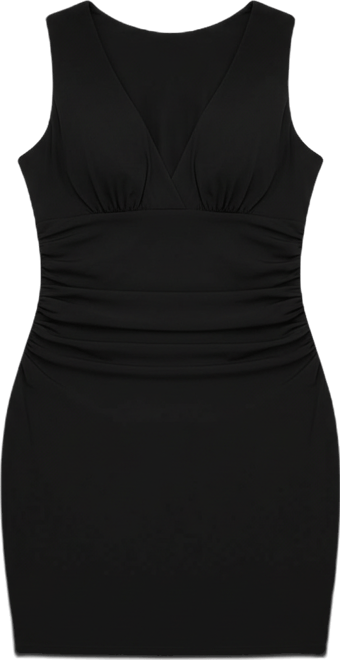 Women's Sculpting Shapewear Shirred Waist V-Neck Mini Dress