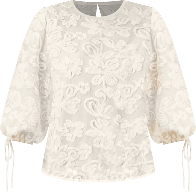 Women's Long Sleeve Floral Aplique Blouse