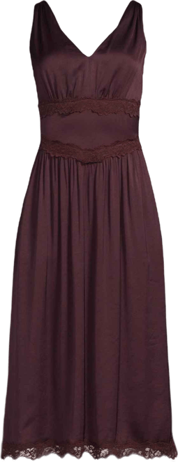 Women's Satin Sleeveless Lace Detail Dress