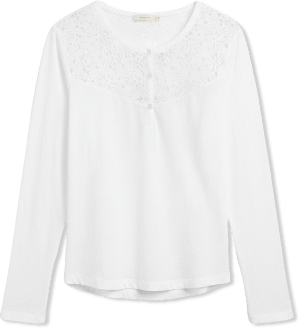 Women's Lace Yoke Henley Tee