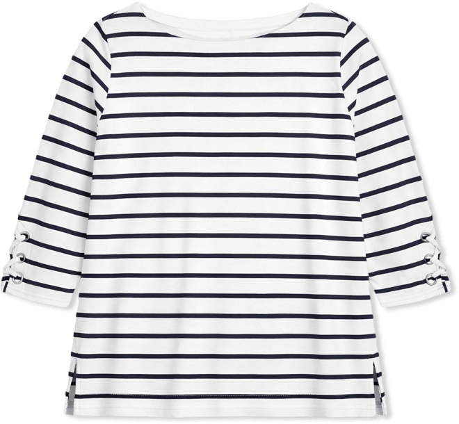 Plus Size Boat-Neck Cotton Lace-Up-Sleeve Tunic, Macy's Exclusive